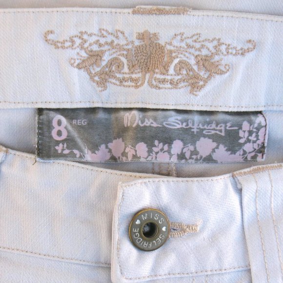 Miss Selfridge Slim Jeans White Stretch Tag Sz 8 - Picture 3 of 4